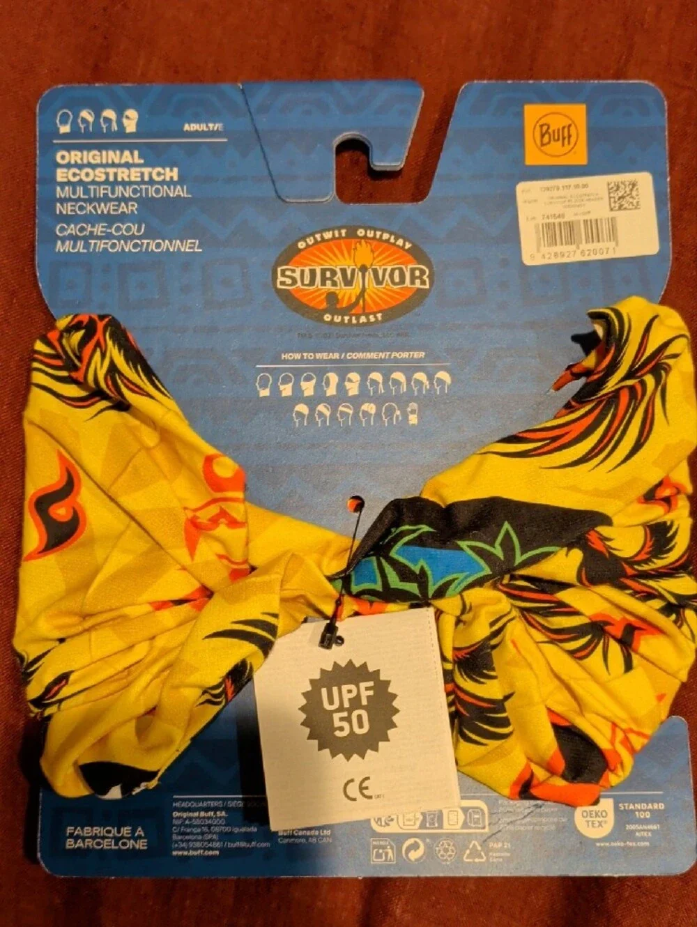 Buff Survivor 50 Yellow Black Blue Multi-Color Neck Gaiter (2 Pack)